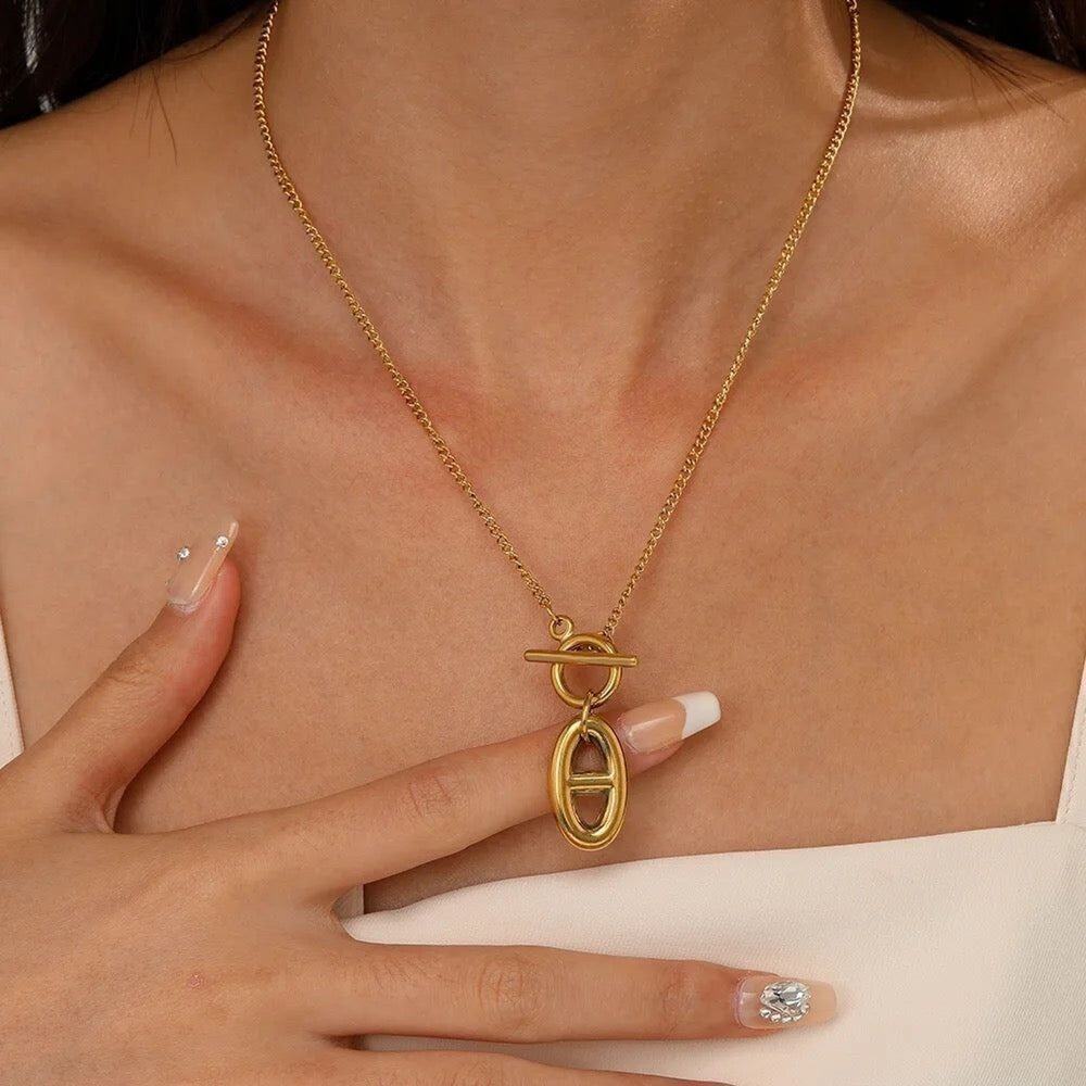 Gold Plated Anchor Toggle Clasp Necklace
